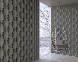 Modern Hanging Chair with Grey Wall Panels 3D модель