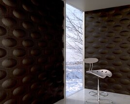 Modern Stool and Decorative Wall Panels Modello 3D