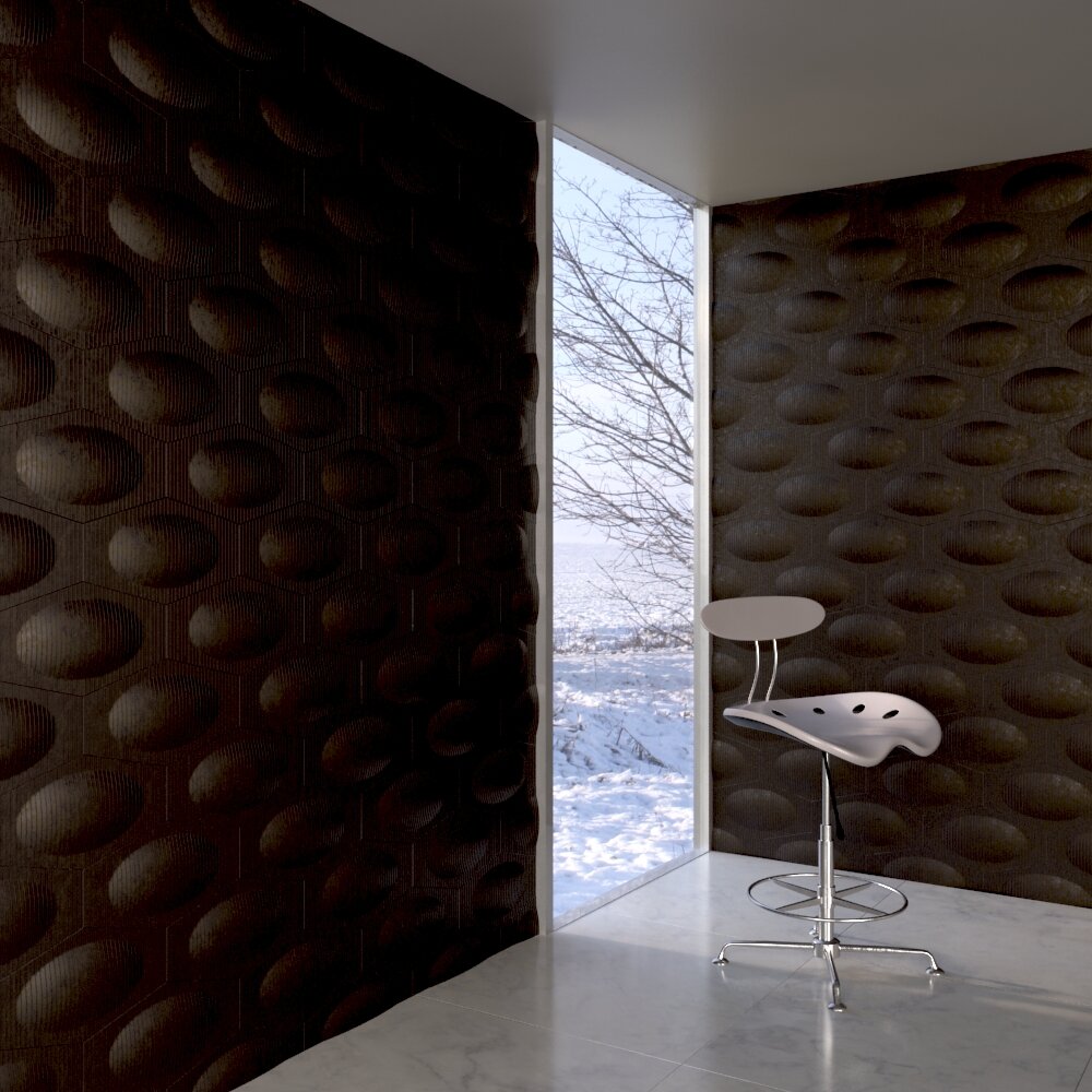 Modern Stool and Decorative Wall Panels 3D 모델 