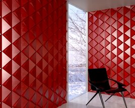 Geometric Red Room Decorative walls 3D模型