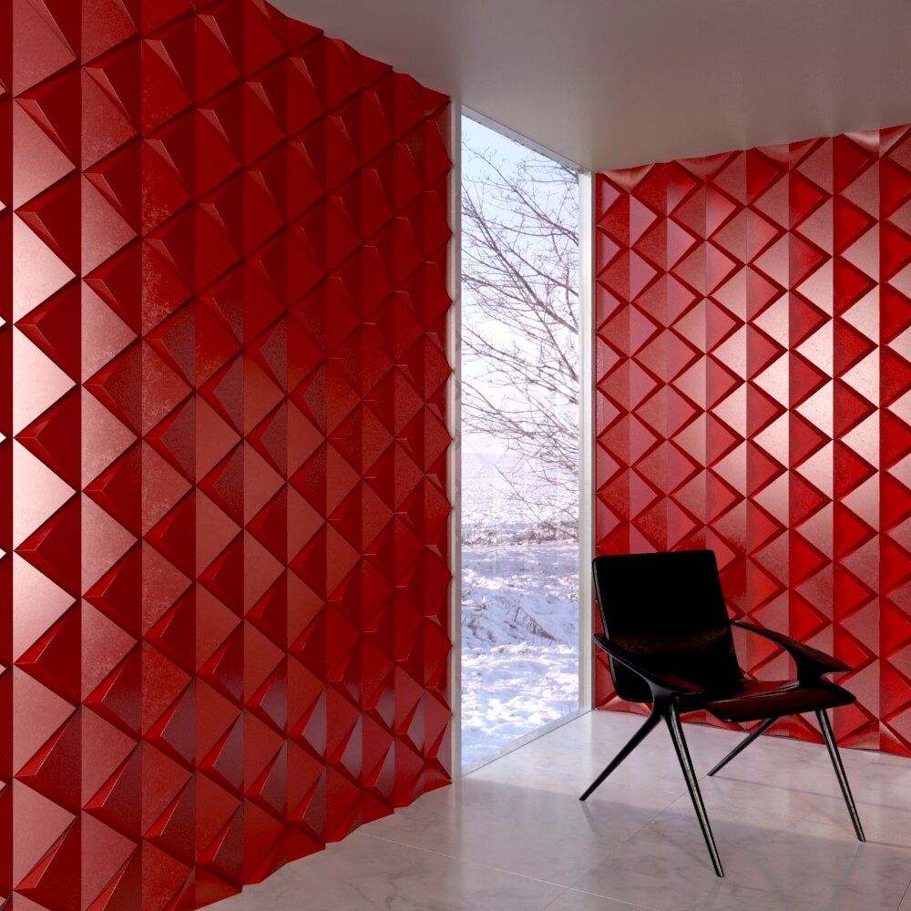 Geometric Red Room Decorative walls Modello 3D