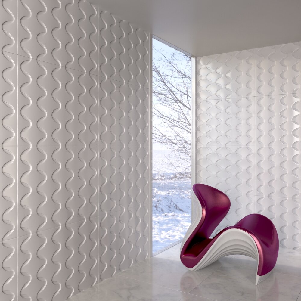 Modern Wavy Wall Design 3D 모델 