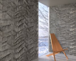 Textured Decorative Wall Panels and Modern Chair 3D модель