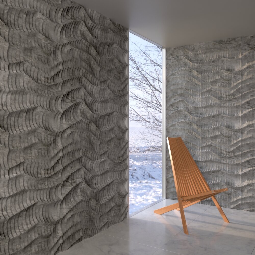 Textured Decorative Wall Panels and Modern Chair Modello 3D