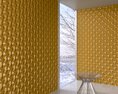 Golden Textured Wall Panels in Contemporary Interior 3Dモデル