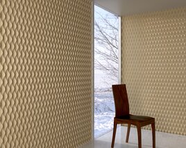 Textured Wall with Single Chair 3D-Modell