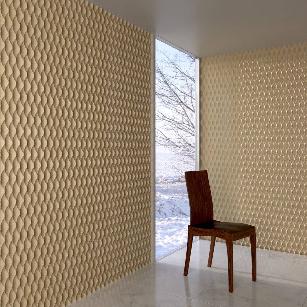 Textured Wall with Single Chair Modèle 3D