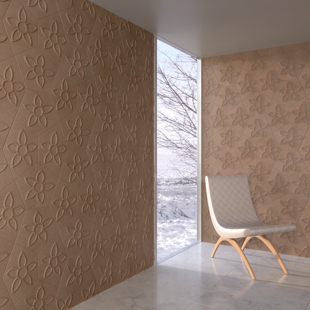 Modern Chair and Flowers Decorative Wall Panels Modello 3D
