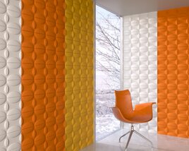 Vibrant Textured Wall Panels in Modern Interior 3D-Modell