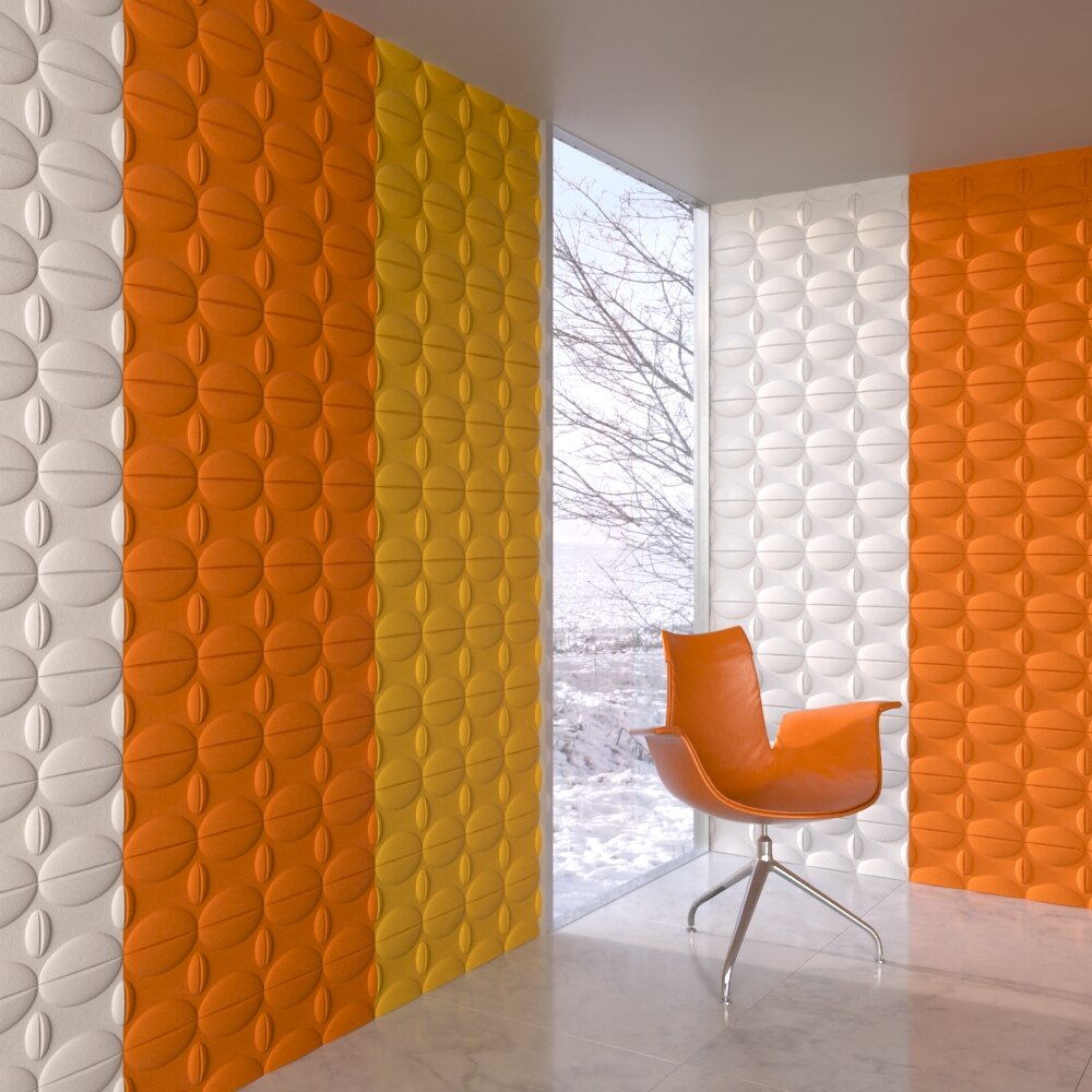 Vibrant Textured Wall Panels in Modern Interior 3D-Modell