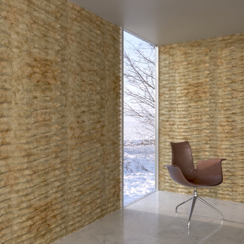 Modern Chair and Decorative Stone Wall Panels Modello 3D
