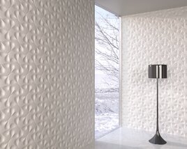 Modern Textured Wall with Floor Lamp 3D-Modell