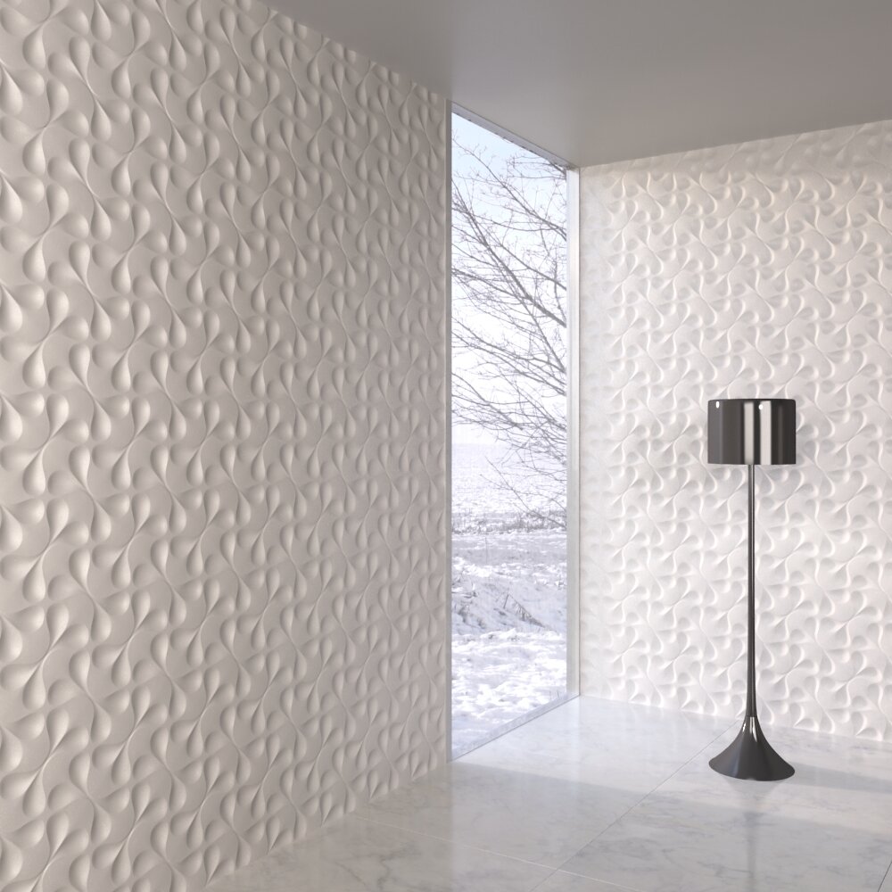 Modern Textured Wall with Floor Lamp 3D model