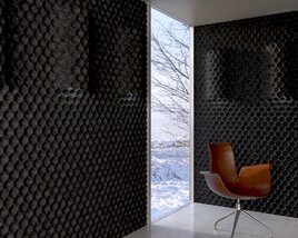 Modern Textured Wall Panels Design with Chair Modello 3D
