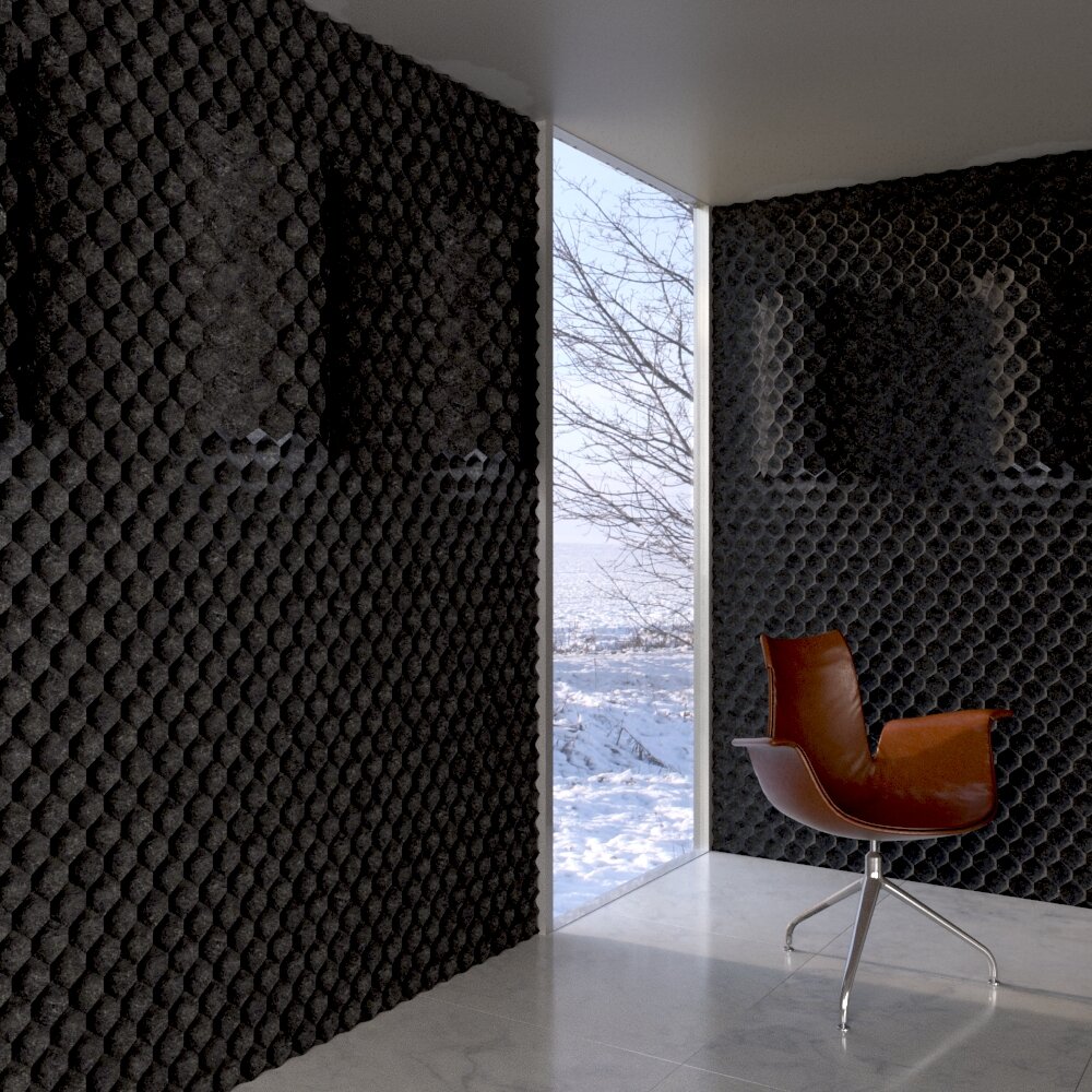 Modern Textured Wall Panels Design with Chair Modello 3D