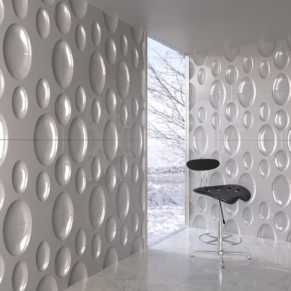 Modern 3D Grey Wall Panel Design 3d model