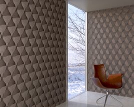 Modern Textured Wall and Designer Chair 3Dモデル