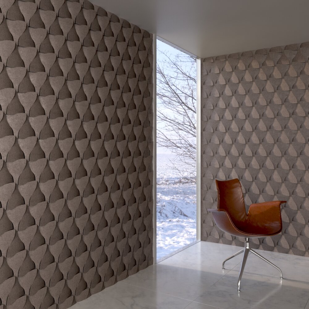 Modern Textured Wall and Designer Chair 3D модель