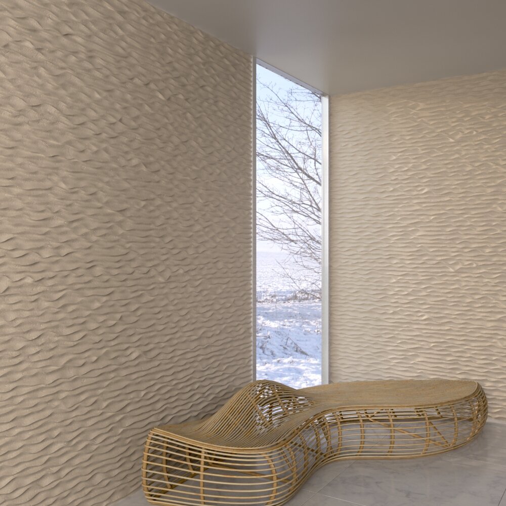 Wicker Lounger with Wavy Wall Panel Modello 3D