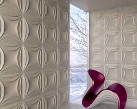 Modern Chair with White Decorative Wall Panels Modelo 3D