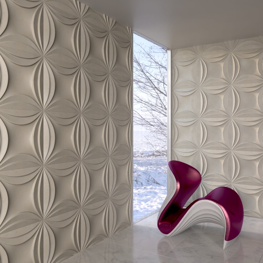 Modern Chair with White Decorative Wall Panels 3D 모델 