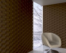 Modern Chair with Brown Decorative Wall Panels Modelo 3D