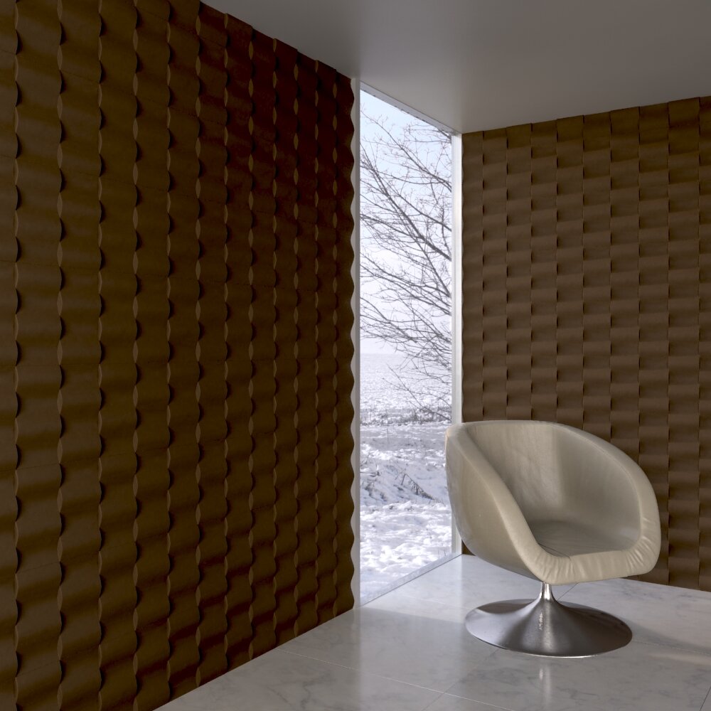 Modern Chair with Brown Decorative Wall Panels Modello 3D