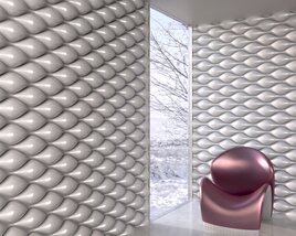 Modern Textured Wall and Chair Design 3D-Modell