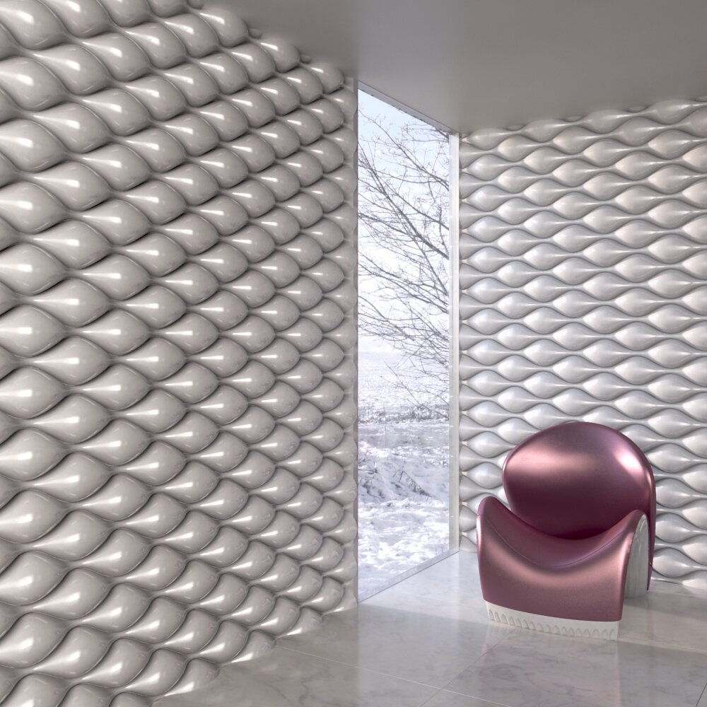 Modern Textured Wall and Chair Design 3D 모델 