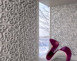 Abstract Wall Decor and Sculptural Chair Modelo 3d