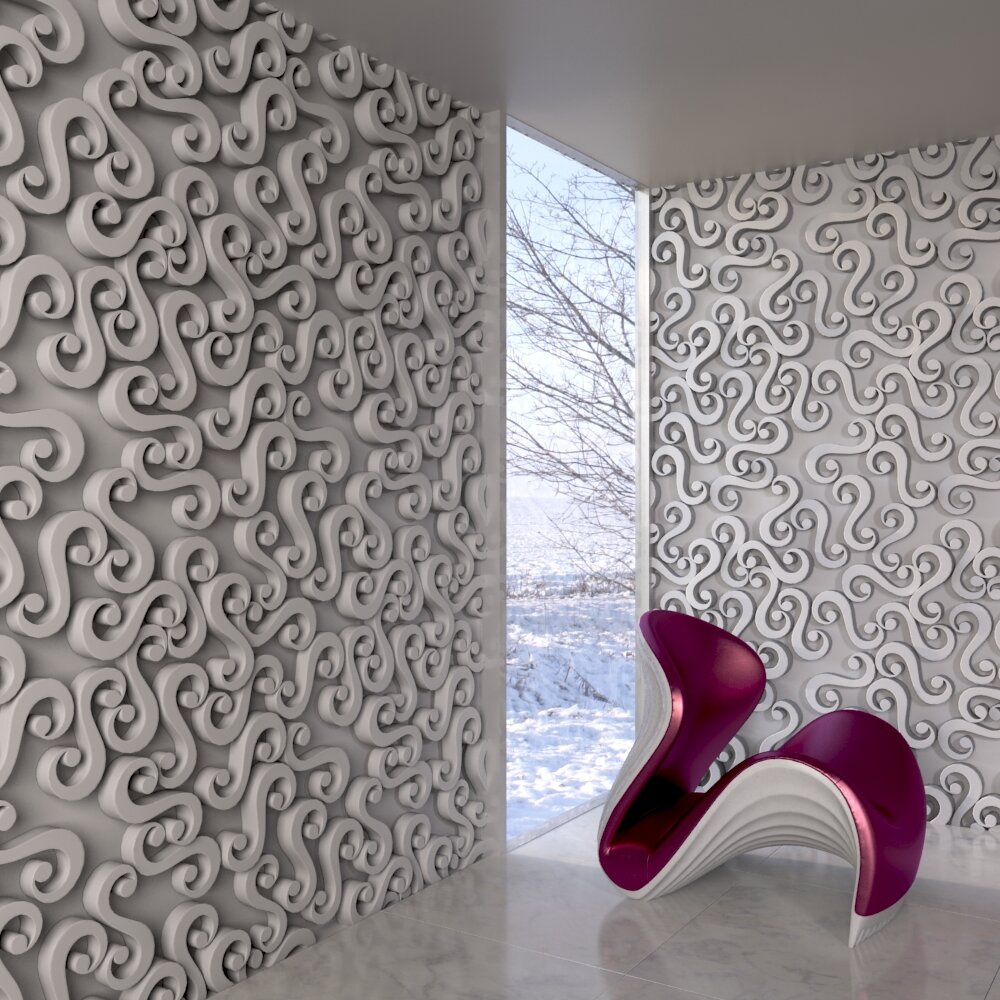 Abstract Wall Decor and Sculptural Chair 3D 모델 