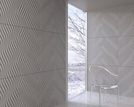 Textured Wall and Modern Chair 3D-Modell