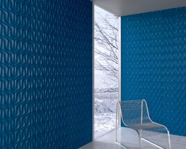 Blue Textured Wall Interior 3Dモデル