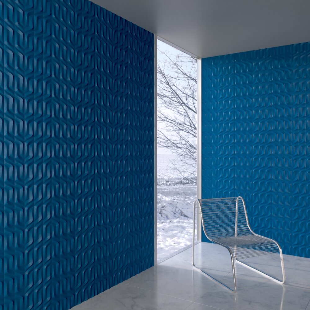 Blue Textured Wall Interior 3d model