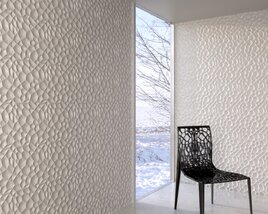 Modern Textured Wall and Chair 3D-Modell
