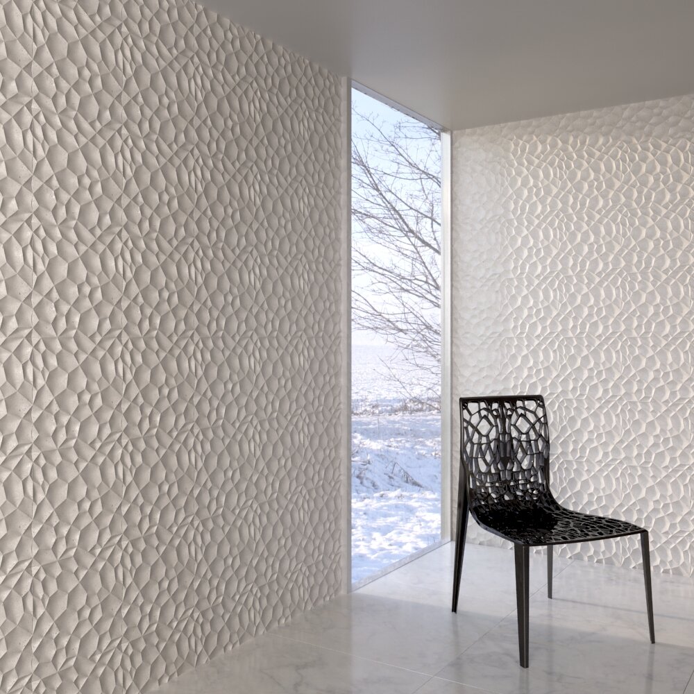 Modern Textured Wall and Chair 3D модель