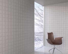 Modern Chair and Checkered Wall Panels 3D 모델 