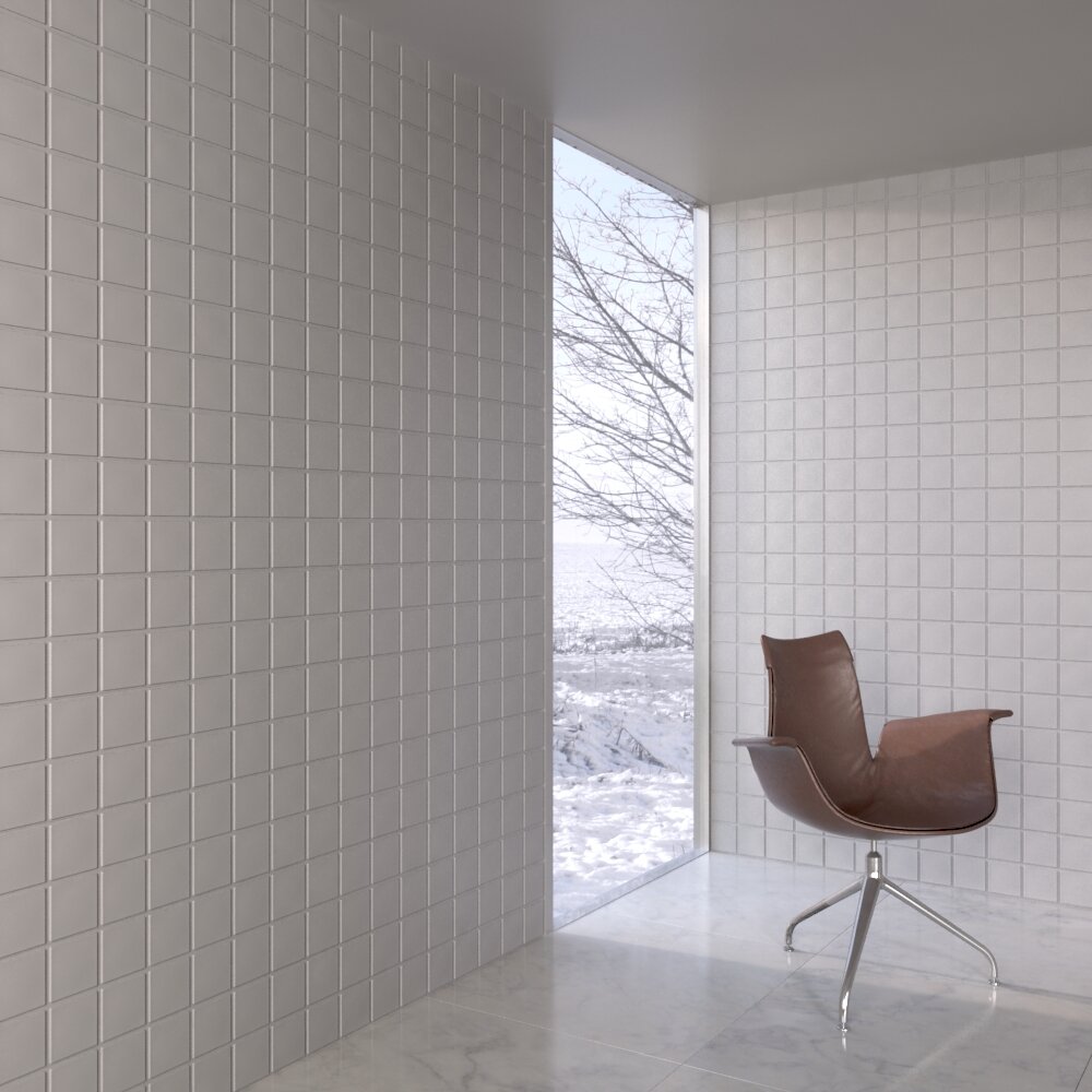 Modern Chair and Checkered Wall Panels Modello 3D