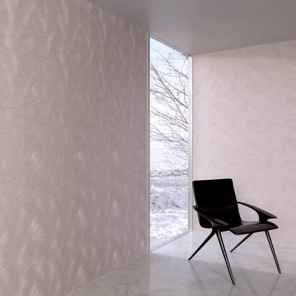 Modern Chair and Pink Wall Panels 3Dモデル