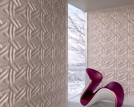 Modern Sculptural Chair with Elegant Wall Panels 3D模型