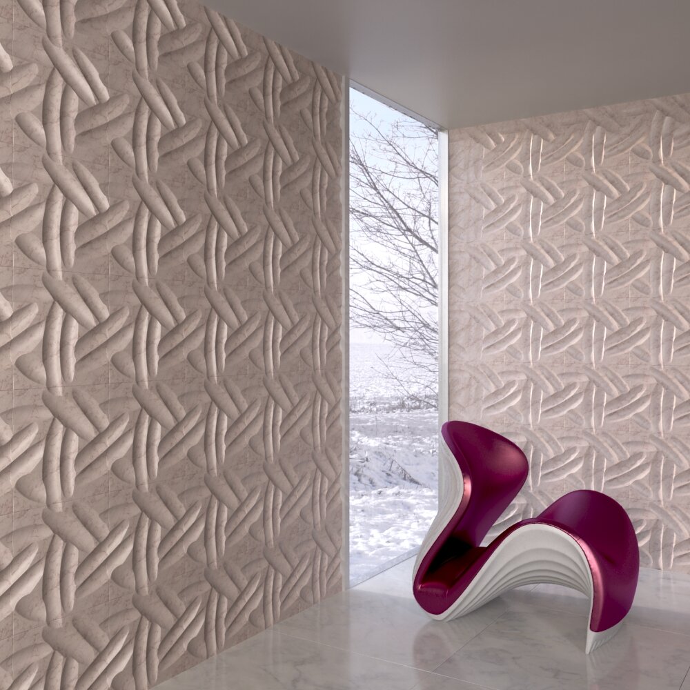 Modern Sculptural Chair with Elegant Wall Panels Modelo 3d