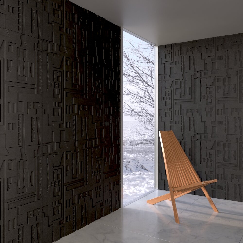 Modern Chair and Black Decorative Wall Panels 3D-Modell