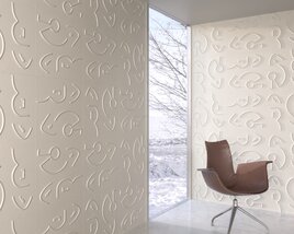 Embossed Wall Design with Modern Chair Modello 3D