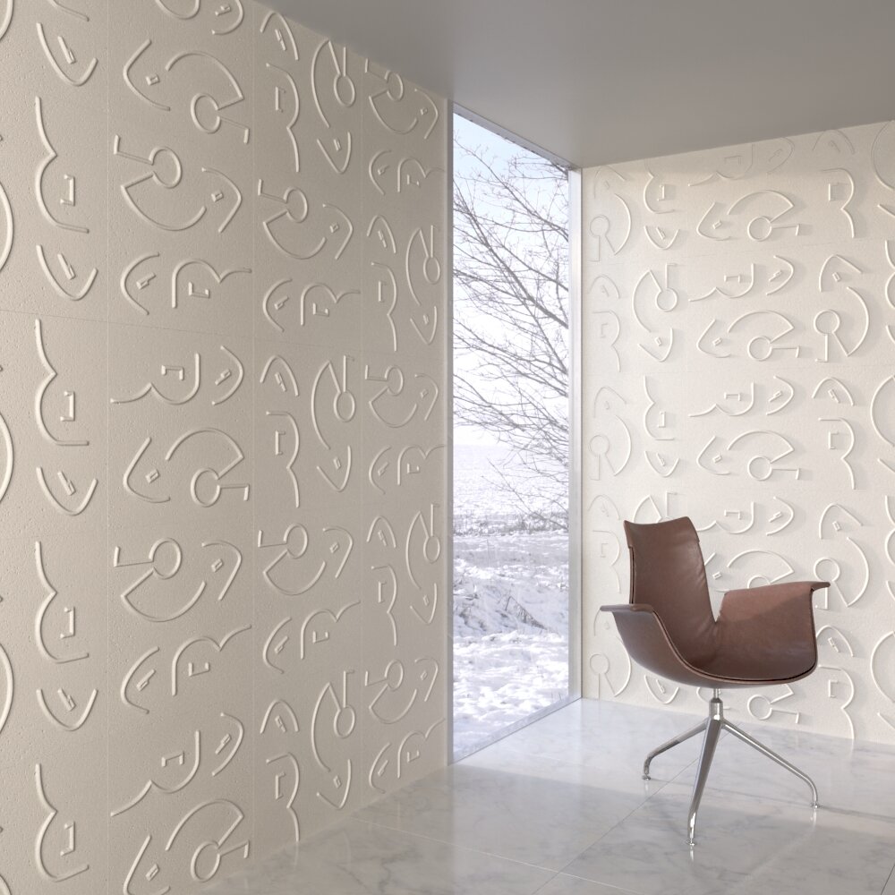Embossed Wall Design with Modern Chair Modelo 3d