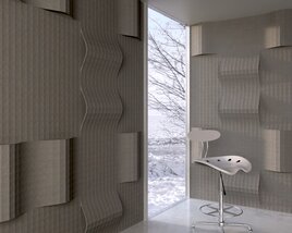 Modern Interior Design with Curved Wall Panels 3D модель