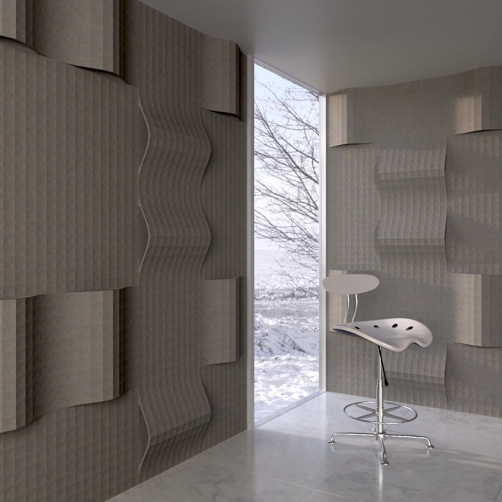 Modern Interior Design with Curved Wall Panels Modello 3D