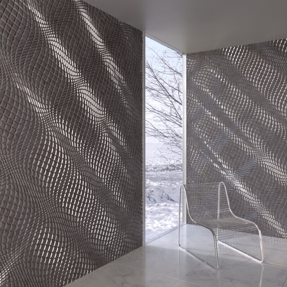 Textured Silver Wall Panels Design 3d model