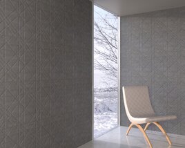 Minimalist Chair and Grey Wall Panels 3D модель
