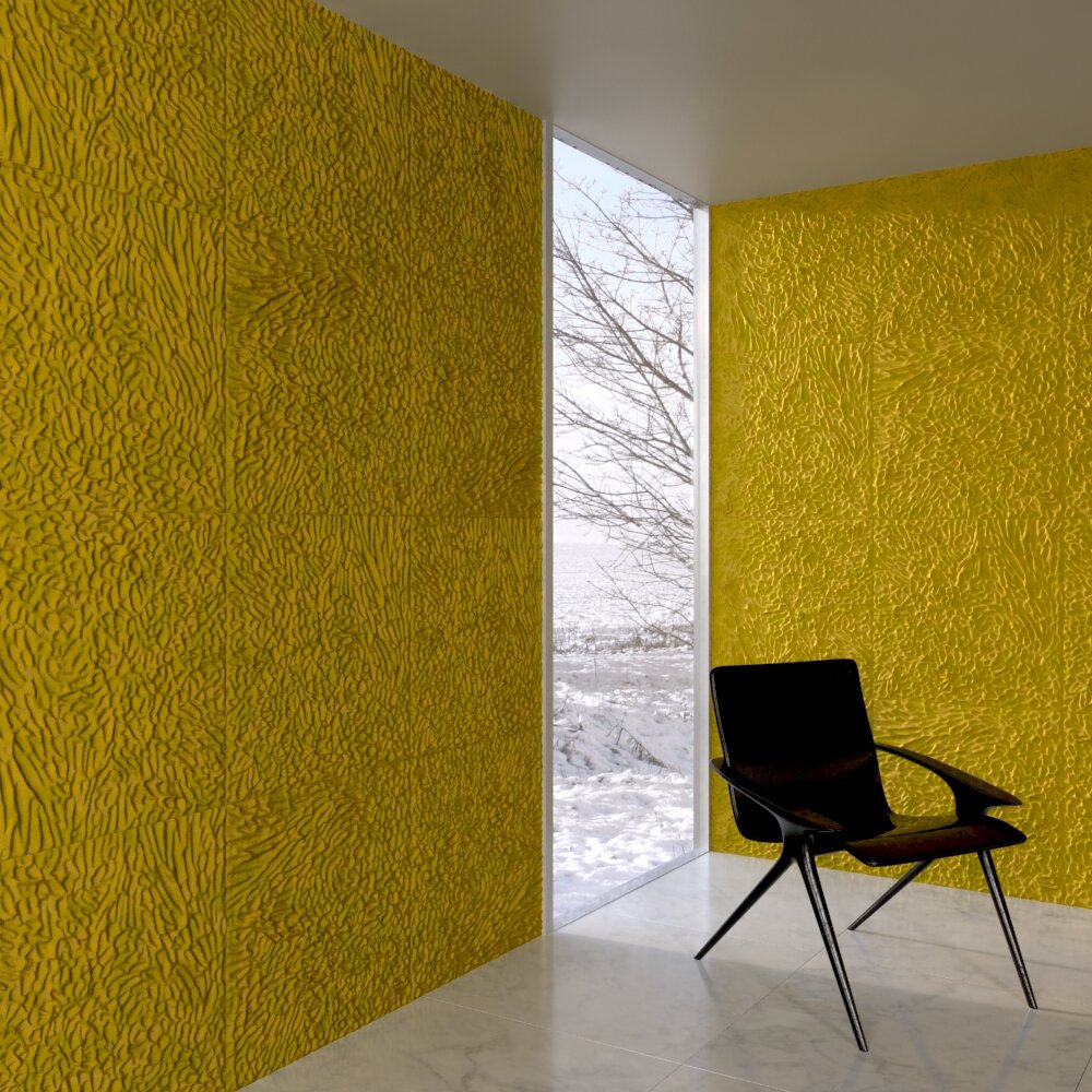Modern Chair and Textured Wall Panels Modello 3D