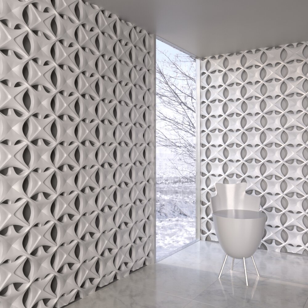 Modern Geometric Grey Wall Panel Design 3d model